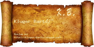 Kluger Bartó névjegykártya